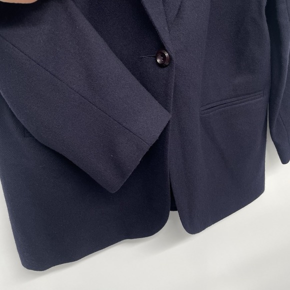 Sag Harbor Navy 100% Wool Blazer Women's Size 14 Classic Career Jacket - Picture 2 of 13